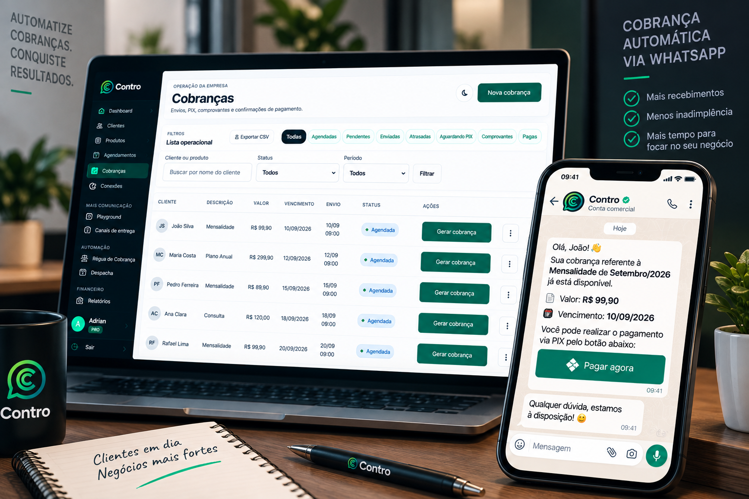 Envie cobranças pelo WhatsApp da sua empresa